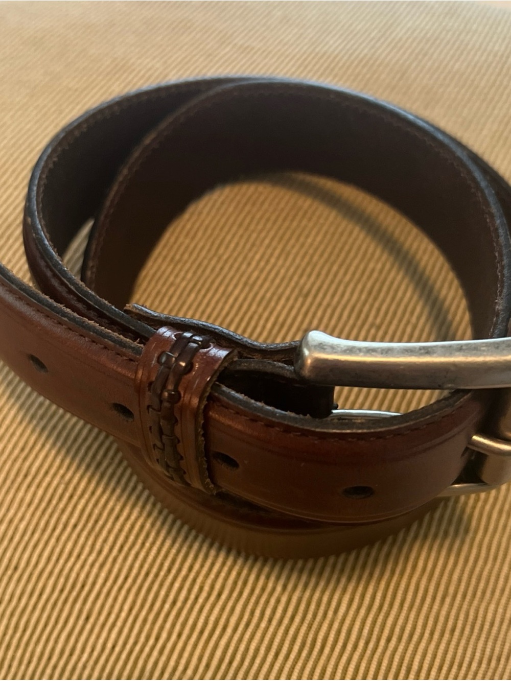 Coach Men’s Leather Belt Size 32  Style 5927 Stiff Brown Cowhide Braided  EUC